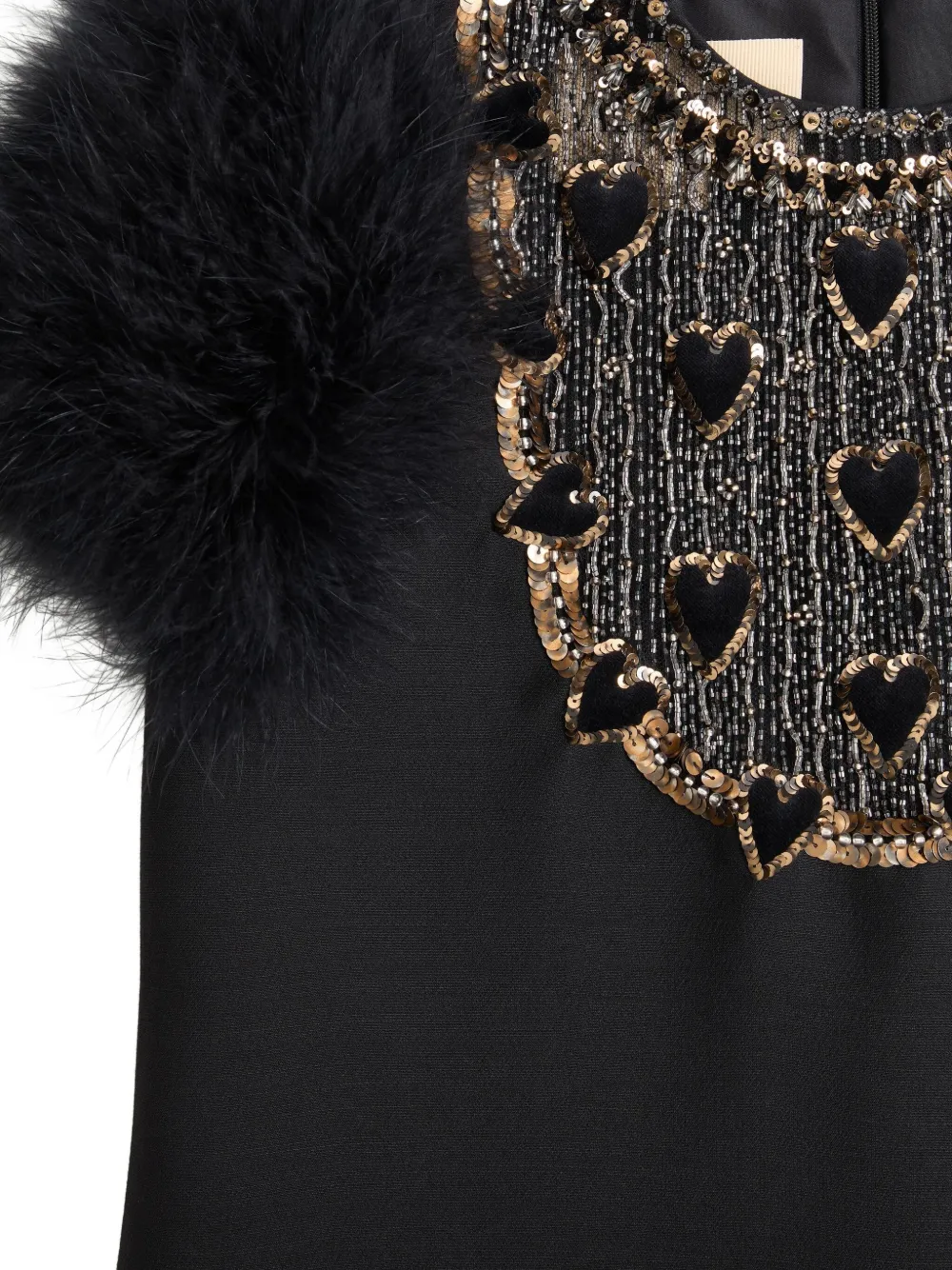 Valentino Embroidered-hearts Mini Dress In Black
