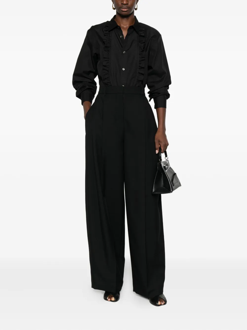 Black Comme Des Garçons Ruffled-detail Shirt In Black