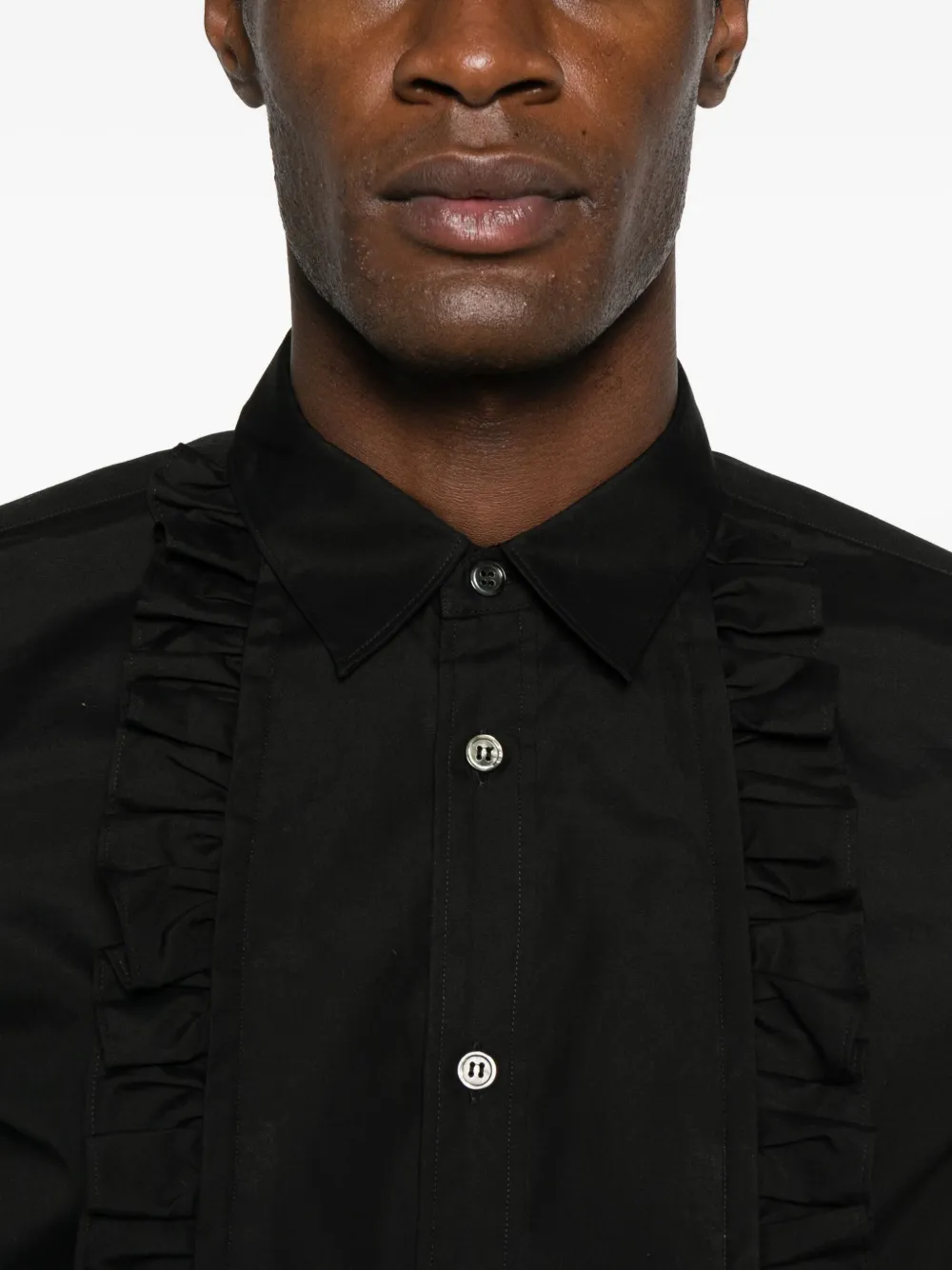 Black Comme Des Garçons Ruffled-detail Shirt In Black