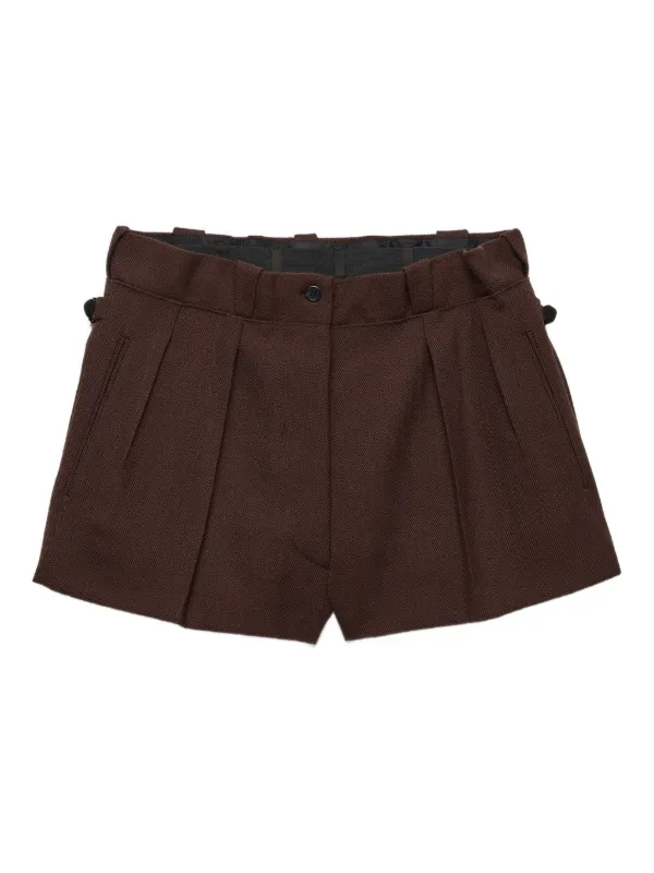 Prada Chevron Wool Shorts | Brown | FARFETCH