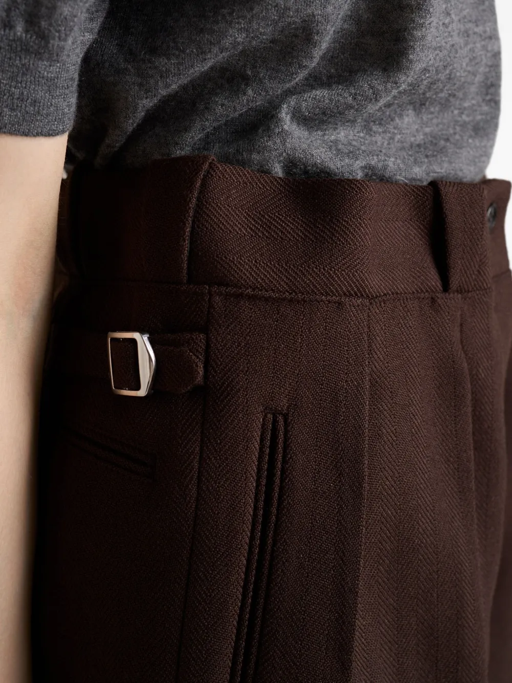 Prada Chevron Wool Shorts In Brown