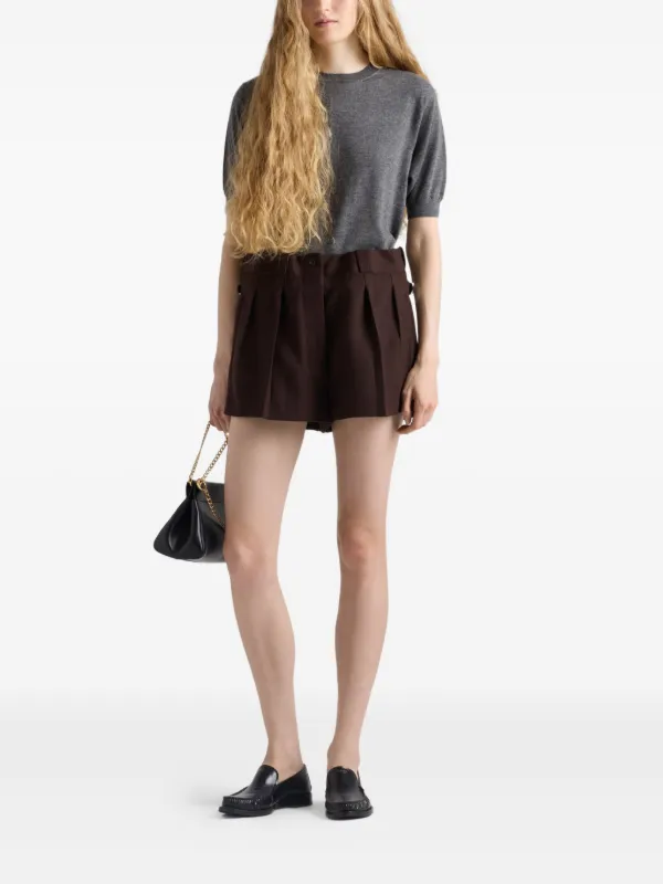 Prada Chevron Wool Shorts | Brown | FARFETCH
