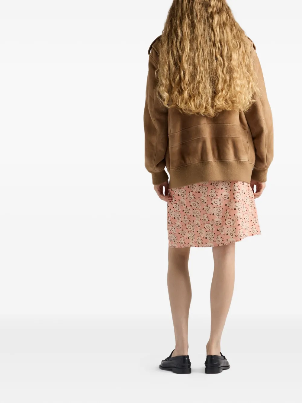 Prada Floral Triangle-logo Mini Skirt In Pink