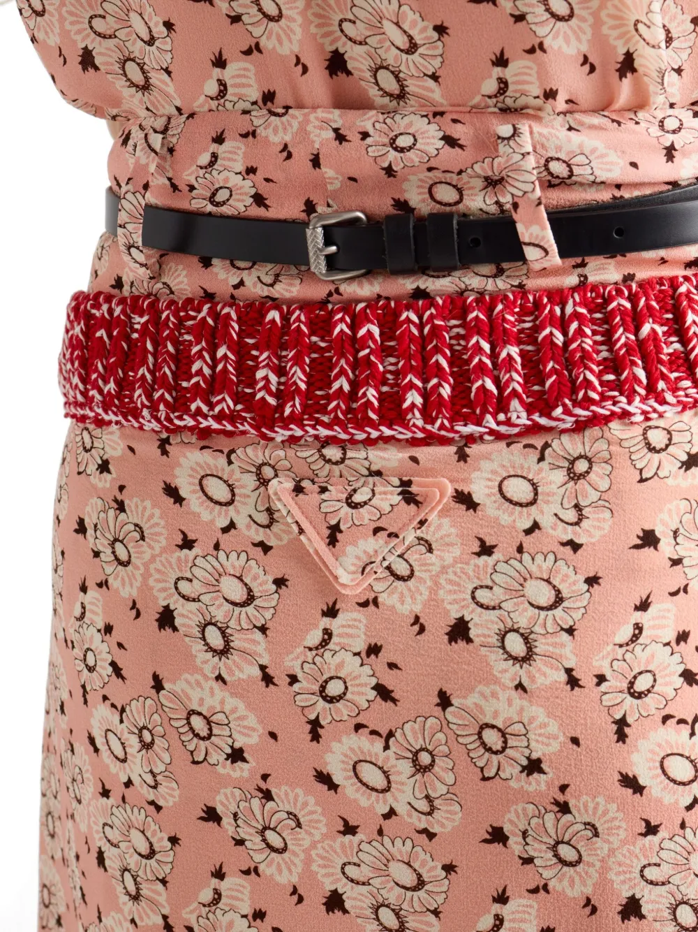 Prada Floral Triangle-logo Mini Skirt In Pink