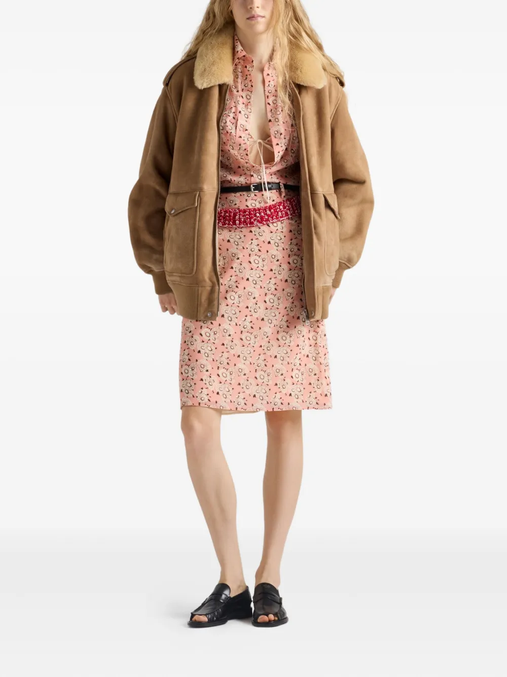 Prada Floral Triangle-logo Mini Skirt In Pink