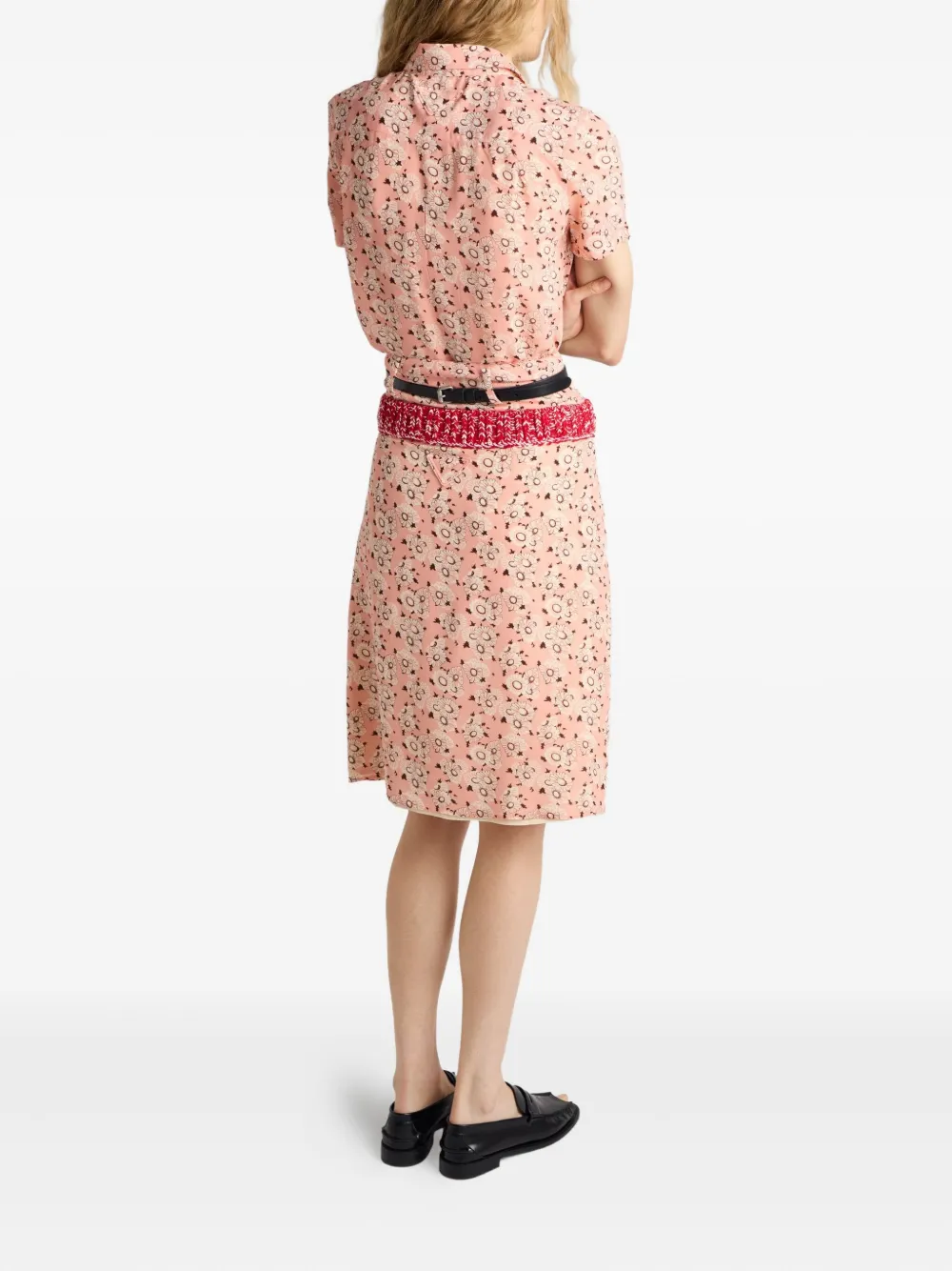 Prada Blouse met opgestikte zak en bloemen Roze