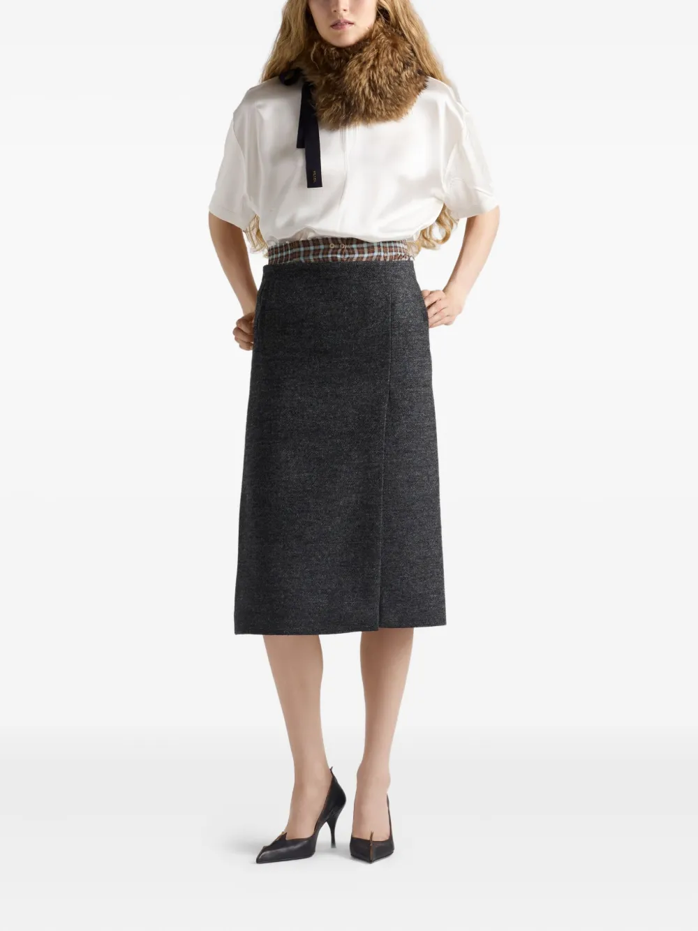 Prada Triangle-logo Short-sleeved Top In White