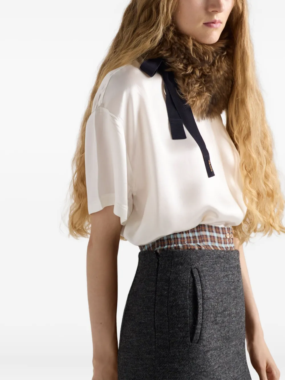 Prada Triangle-logo Short-sleeved Top In White