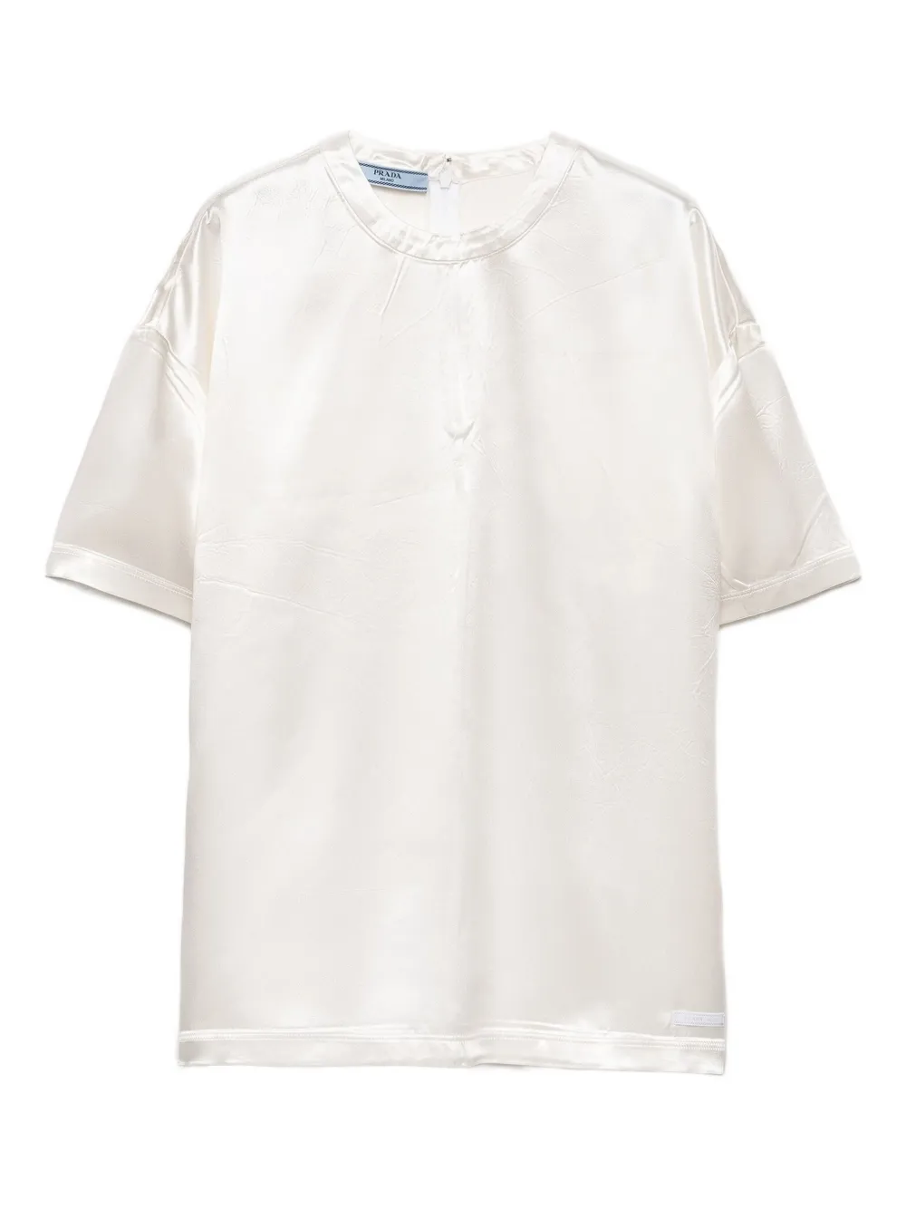 Prada Triangle-logo Short-sleeved Top In White