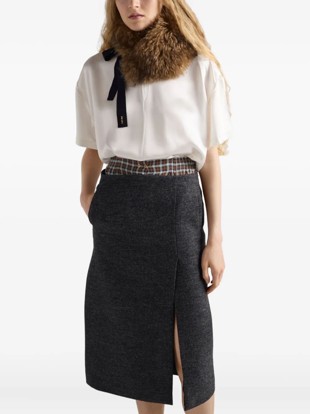 Prada Triangle-logo Short-sleeved Top In White