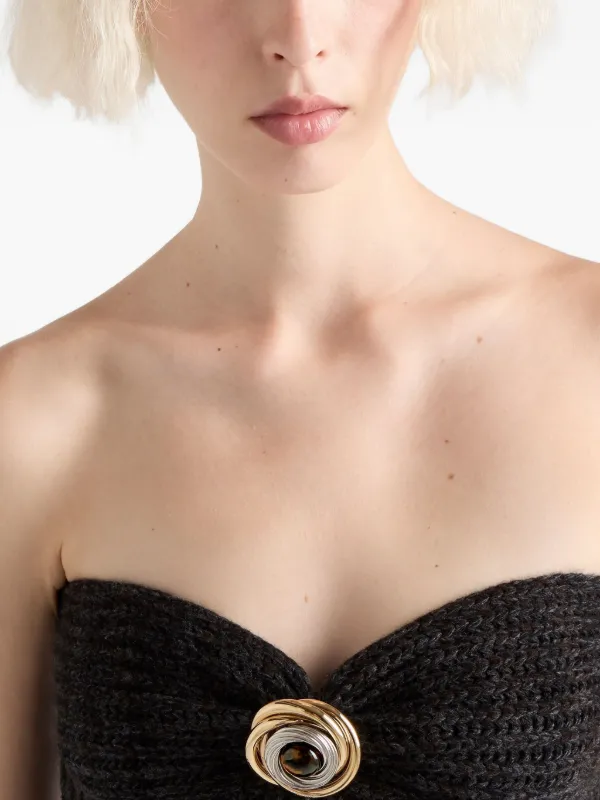 Prada Ribbed Bandeau Top | Grey | FARFETCH display picture 3