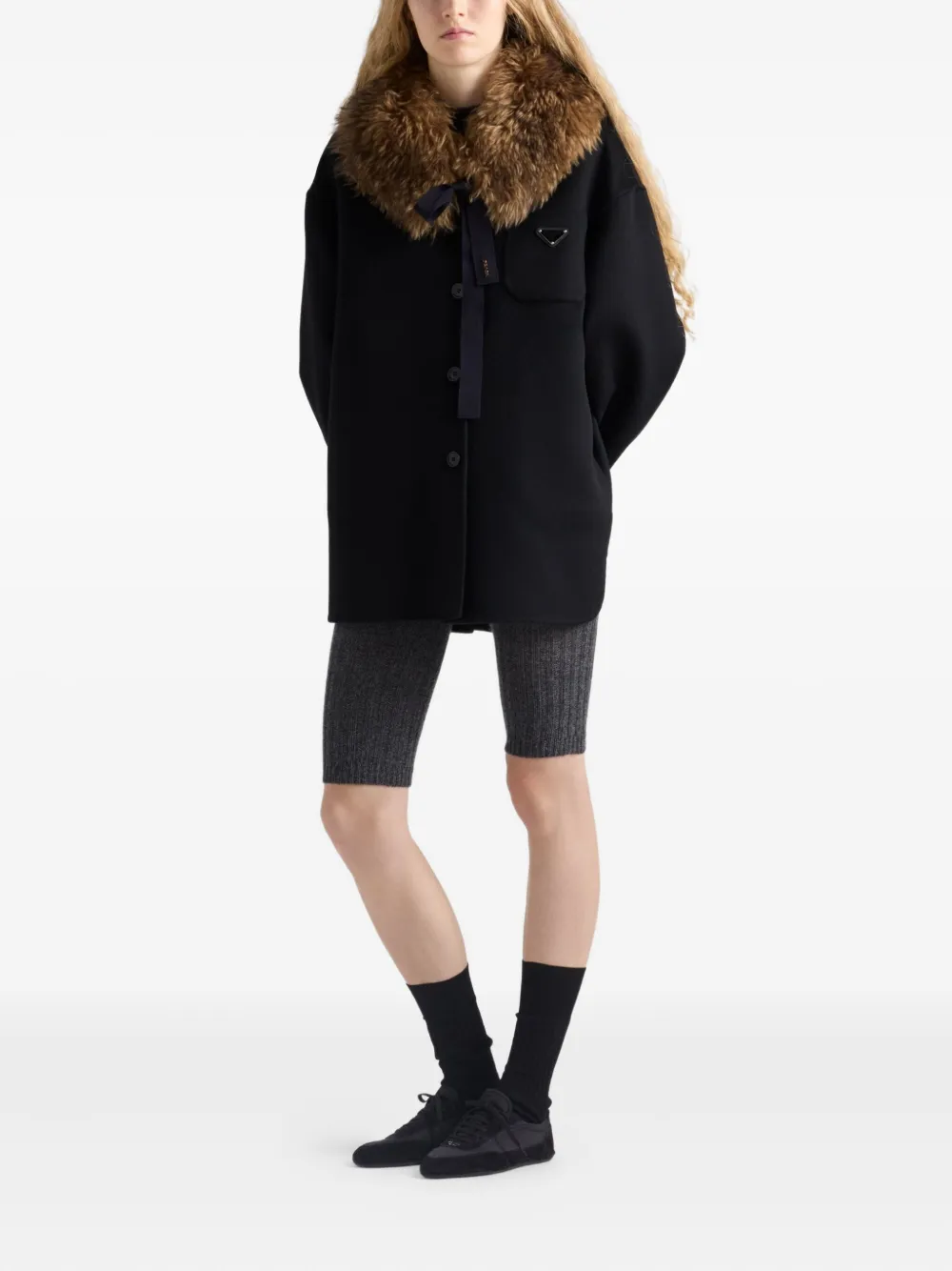 Prada button Triangle-logo jacket | Oversized Jackets | Image 2