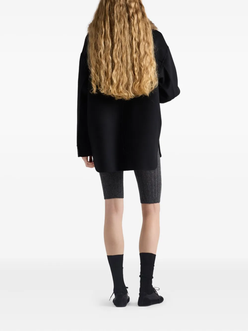 Prada Button Triangle-logo Jacket In Black