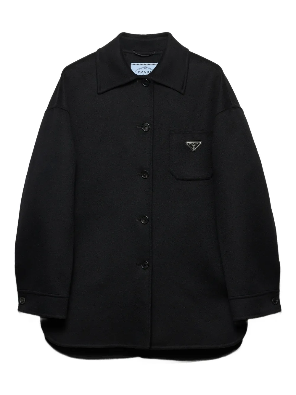 Prada Button Triangle-logo Jacket In Black