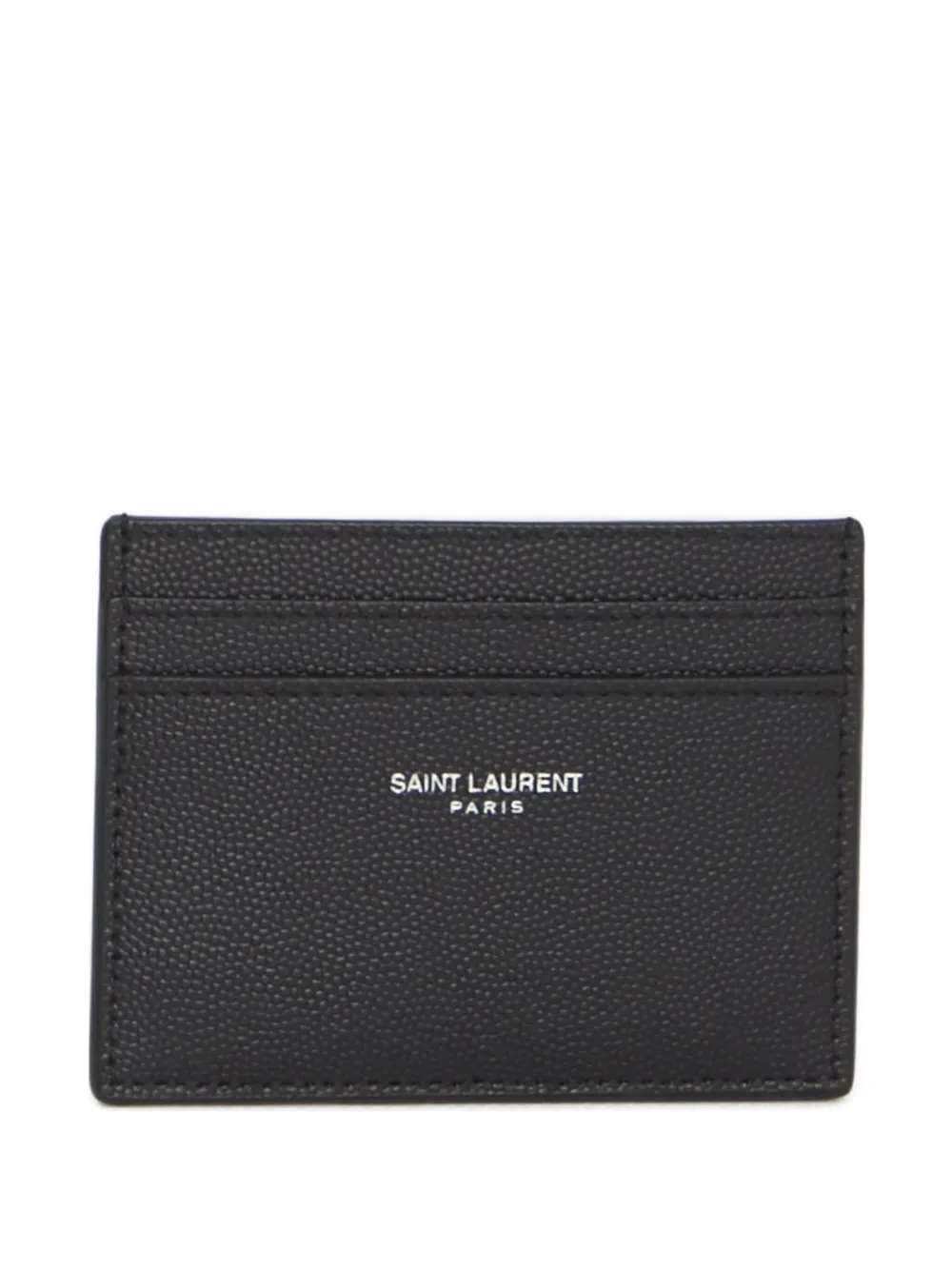 Saint Laurent Logo-print Leather Card Holder In Black