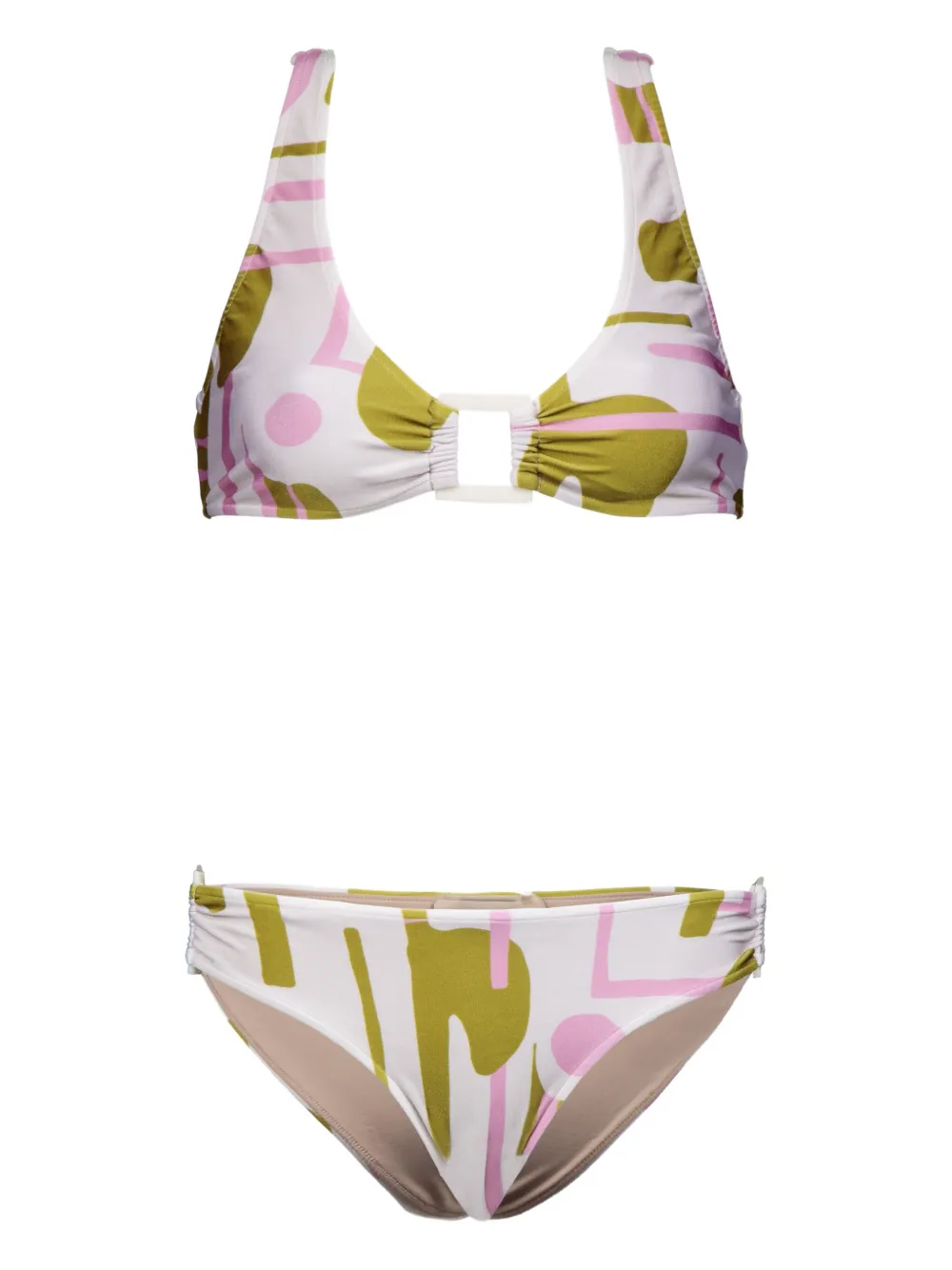 Adriana Degreas - Conjunto de biquíni com detalhe de tiras - mulher - Poliamida-8/Elastano - G - Branco