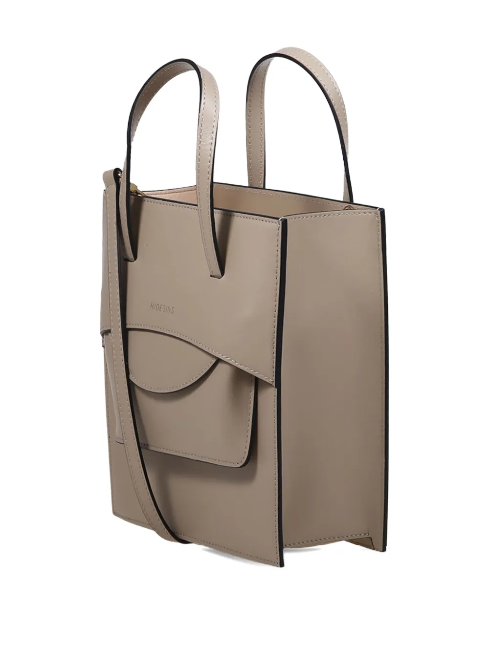 Hidesins Soft Calfskin Tote Bag With Flat Bottom In Brown