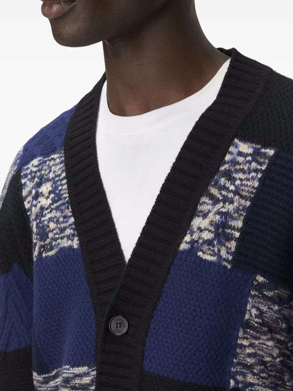 Missoni Patchwork V-neck Cardigan In Blue