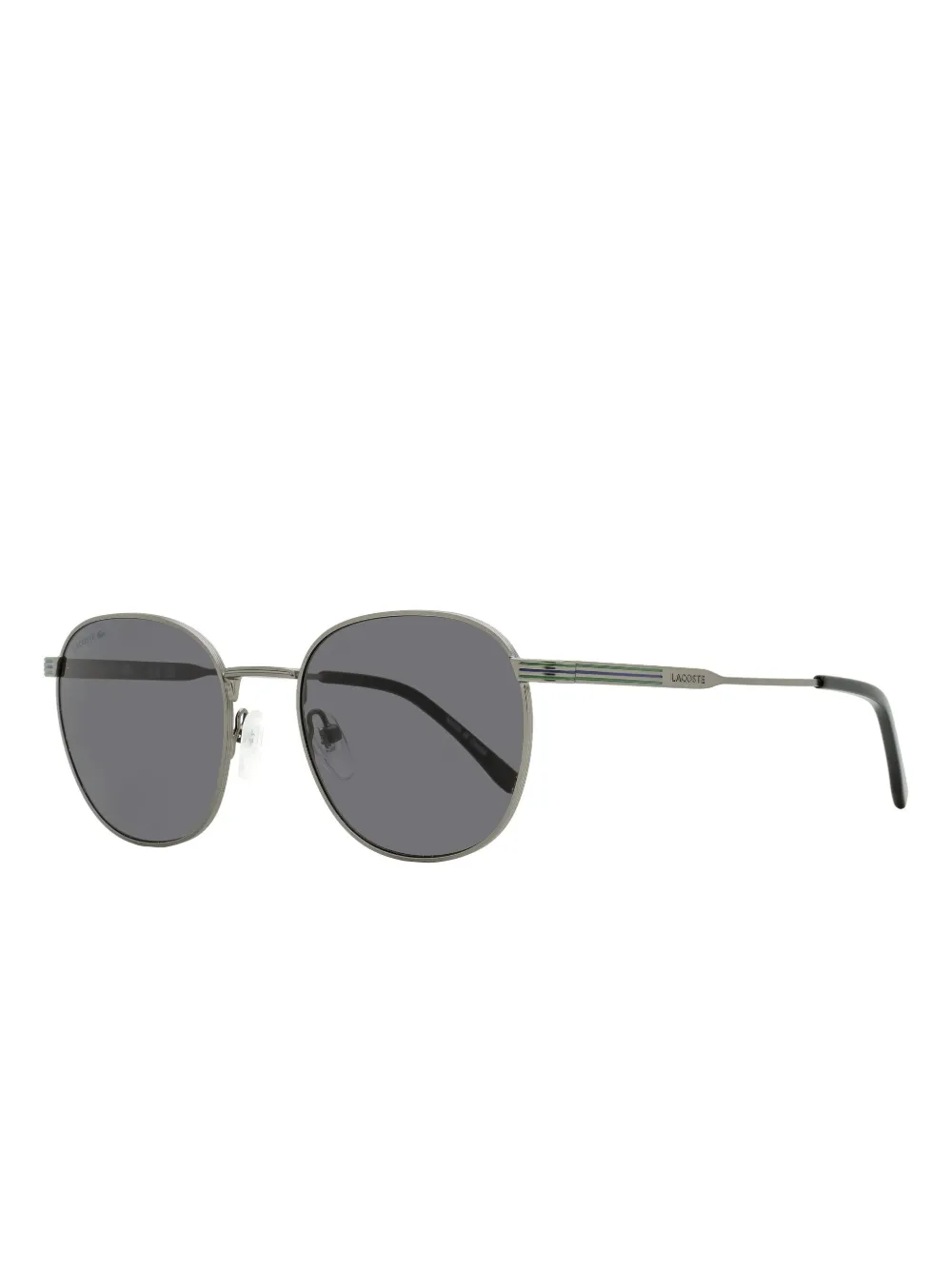 Lacoste Striped Enamel Oval-frame Sunglasses In Gray