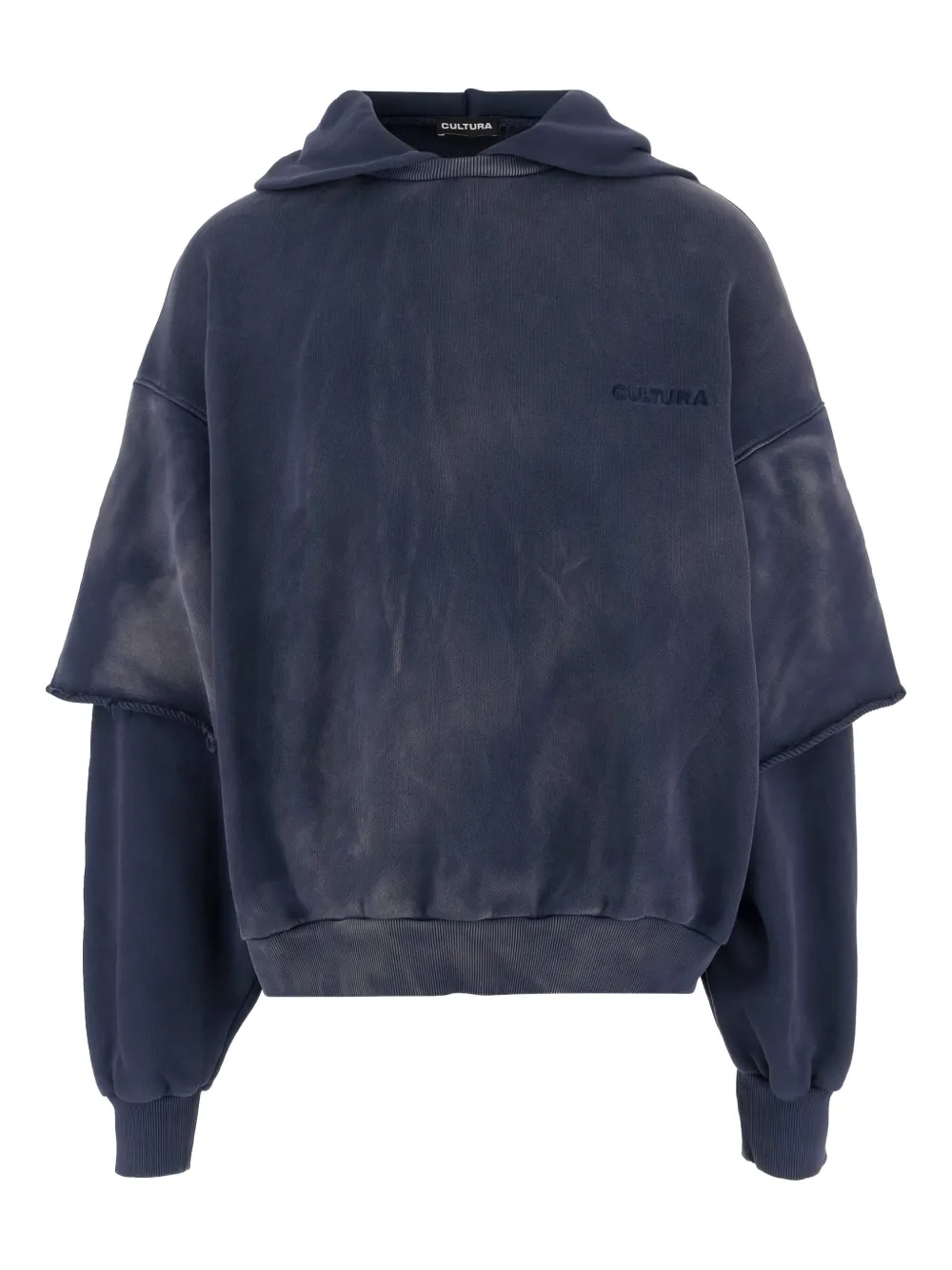 CULTURA hooded double sleeves sweatshirt | Blue | Image 1