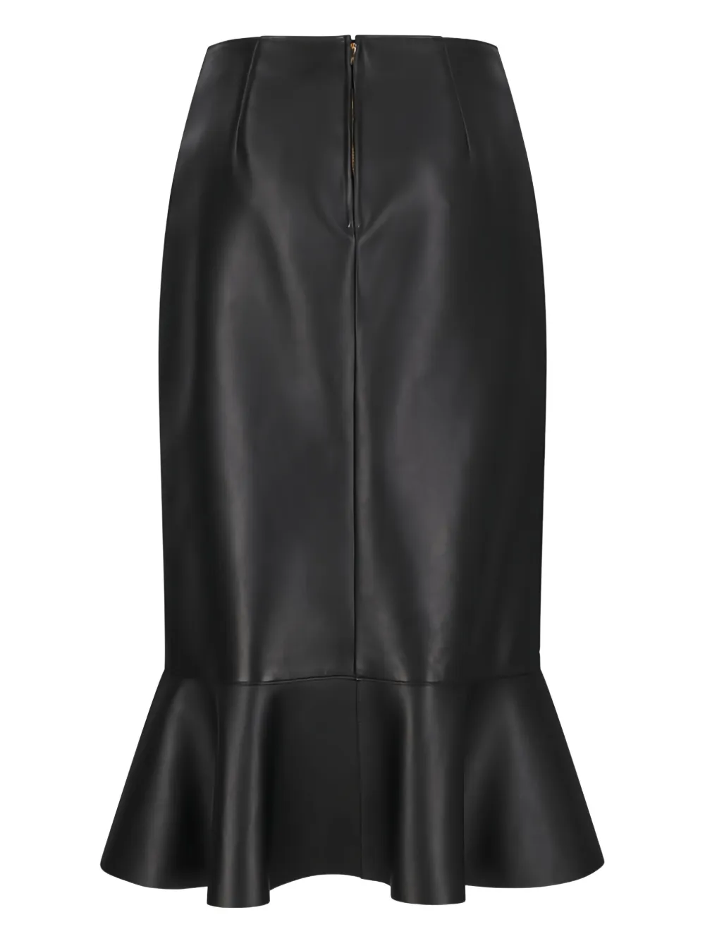 Fendi Ruffled Leather Skirt In Black