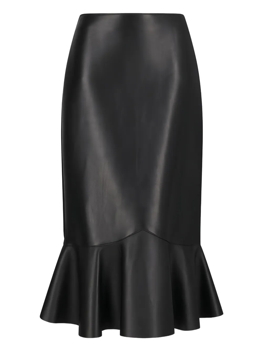 Fendi Ruffled Leather Skirt In Black