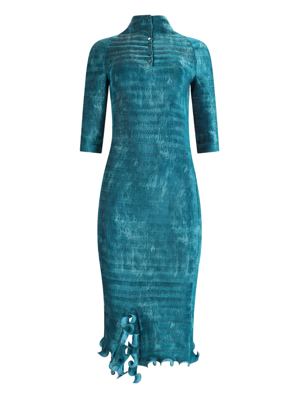 FENDI pleated faded midi dress - Blauw