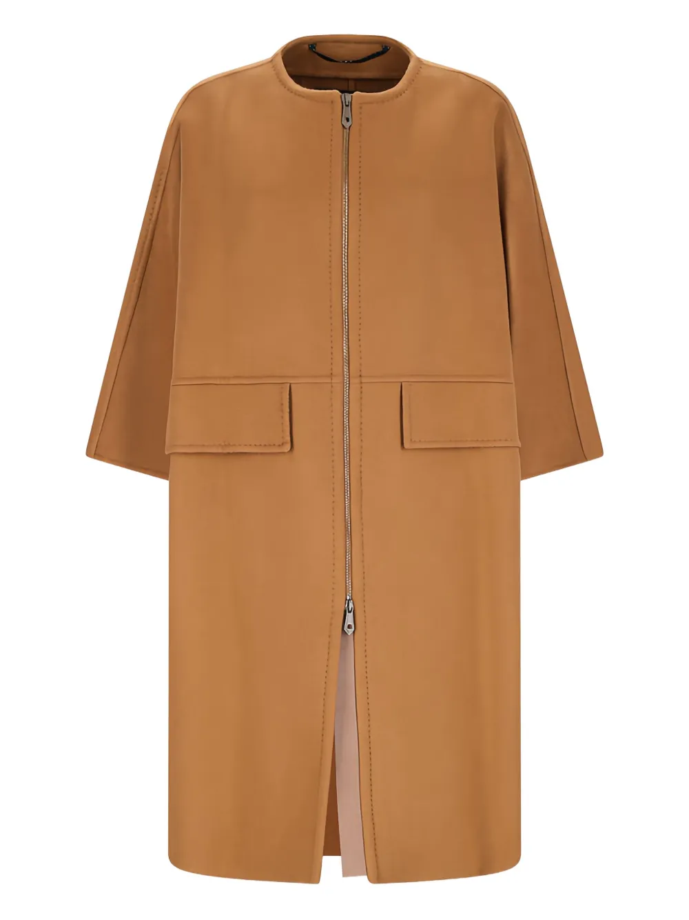 Max Mara Zahira Zip-fastening Coat In Brown