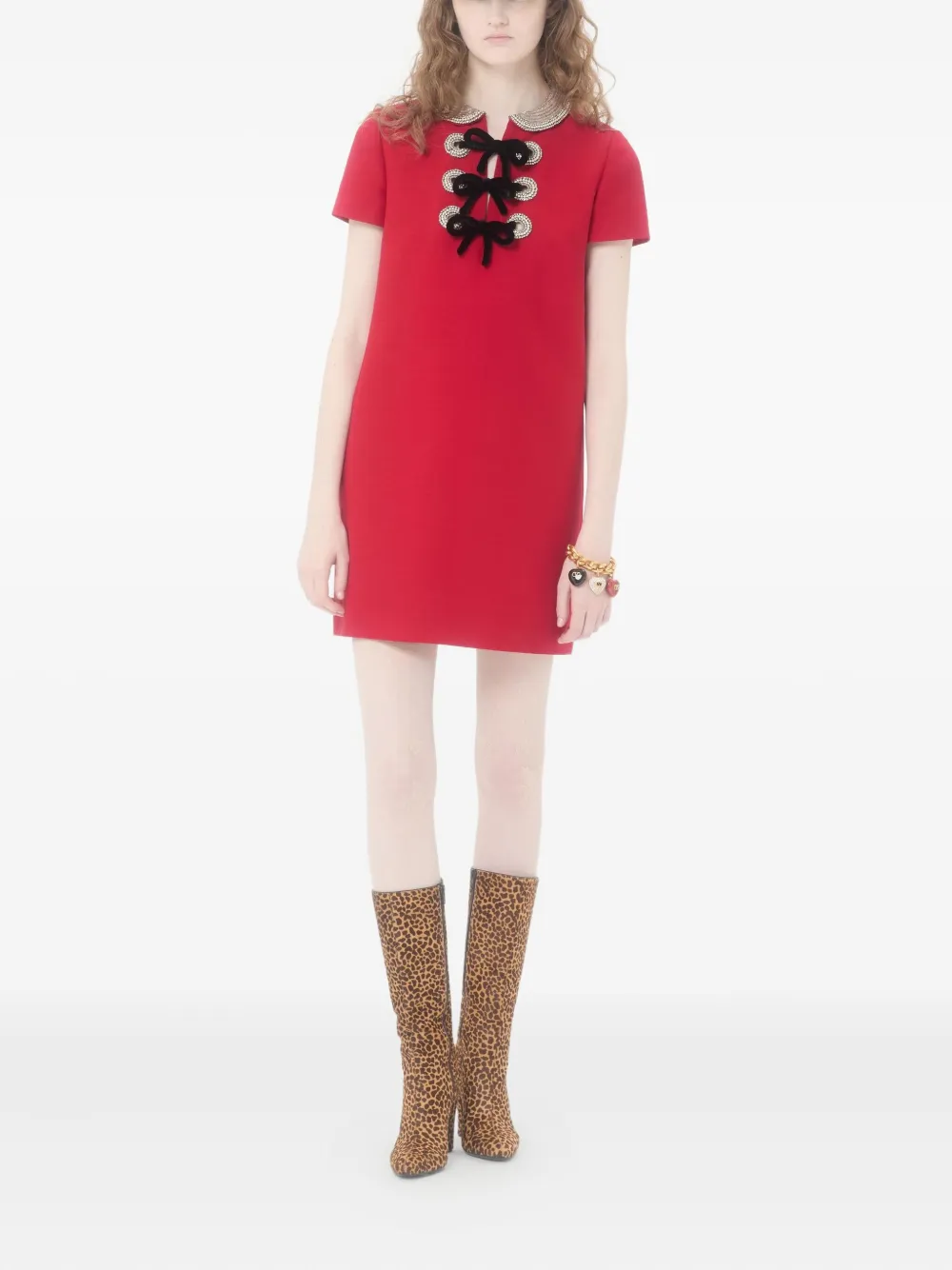 Valentino Garavani Verfraaide mini-jurk Rood