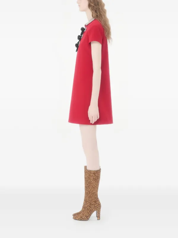 Valentino Garavani Embroidered Crepe Couture Mini Dress | Red | FARFETCH