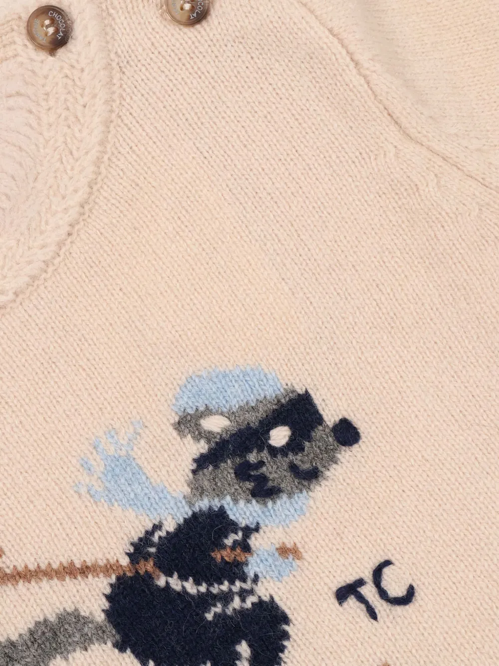 Tartine Et Chocolat Wollen intarsia trui met knopen Beige