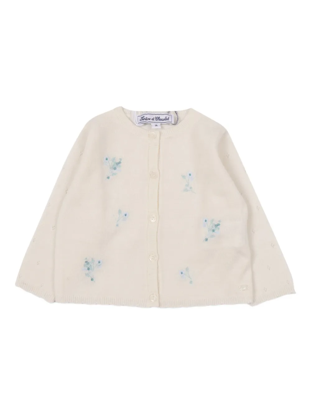 Tartine Et Chocolat cardigan à fleurs brodées | tons neutres | Image 1