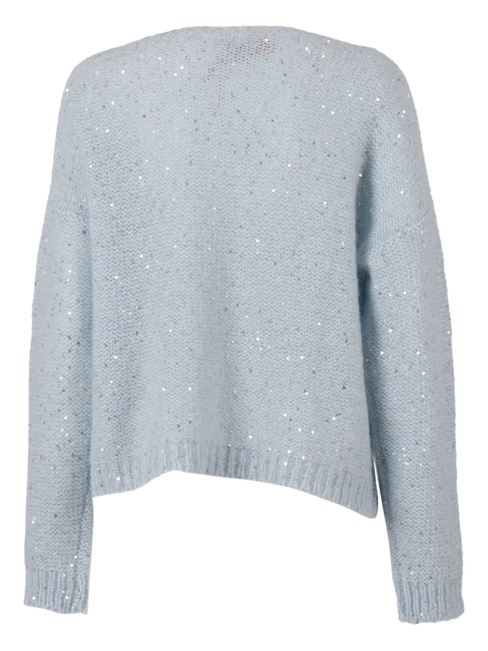 Ermanno Scervino Lace Sequin Boat-neck Sweater In Blue