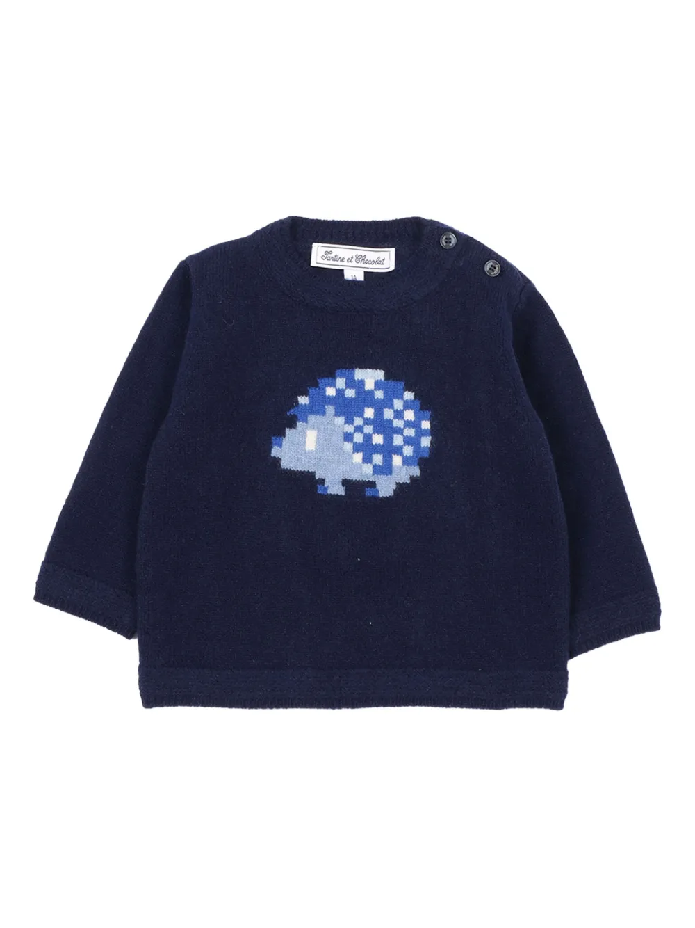 Tartine Et Chocolat hedgehog-embroidery buttoned sweater | Blue | Image 1