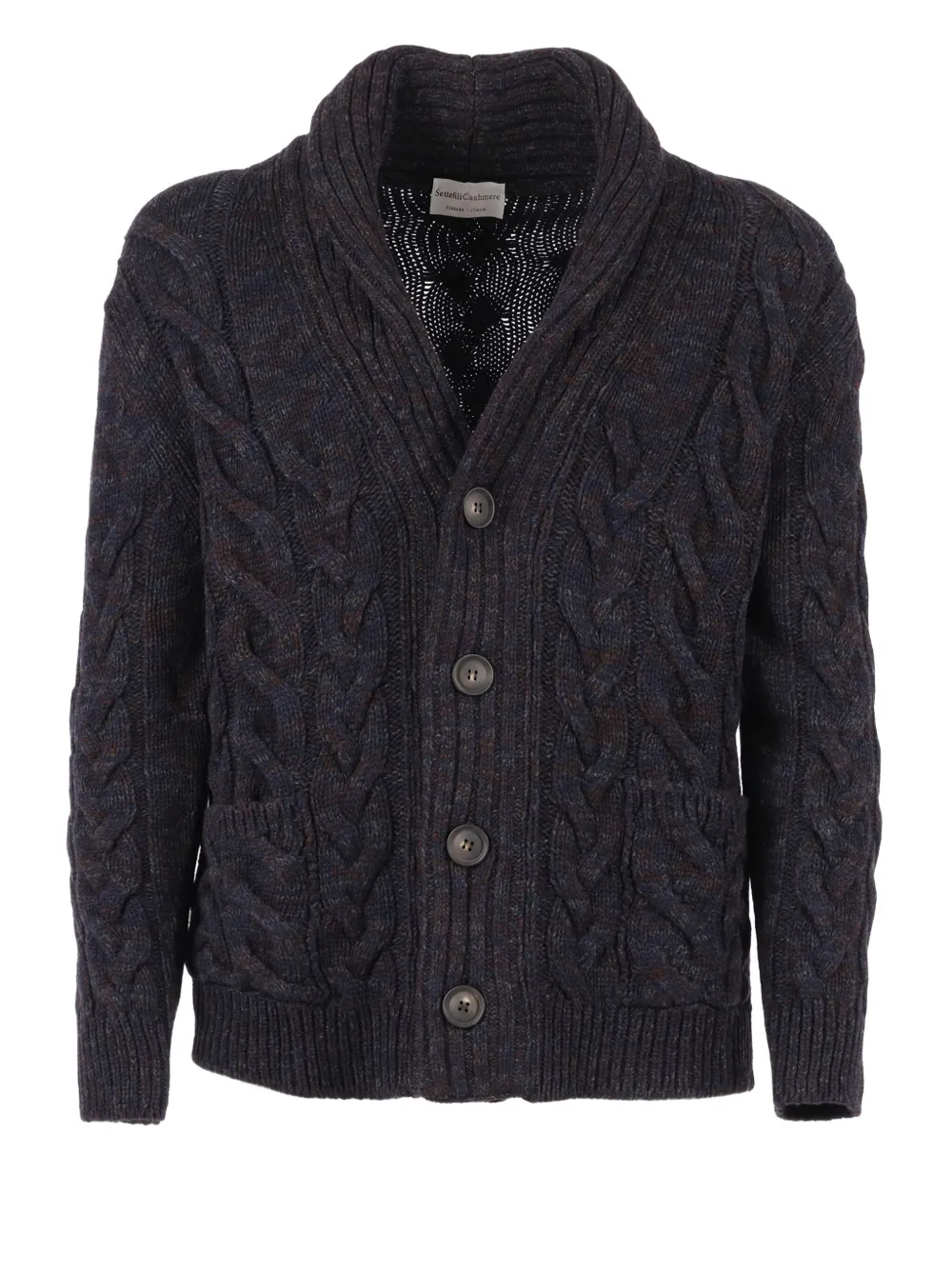 Settefili Cashmere cardigan en maille torsadée à col châle | marron | Image 1