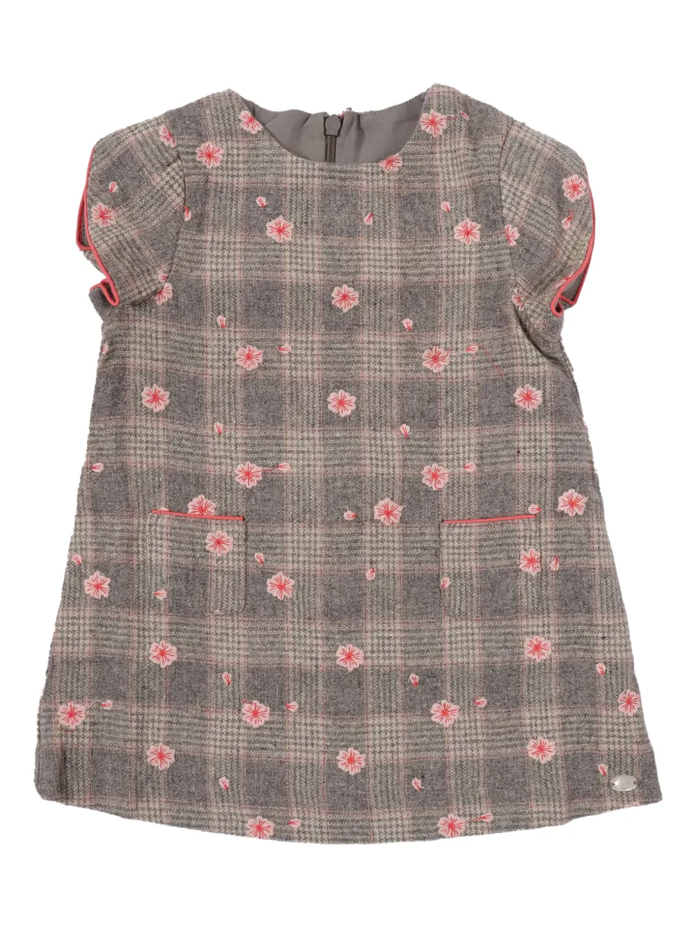 Tartine Et Chocolat Geruite jurk met bloe print Grijs