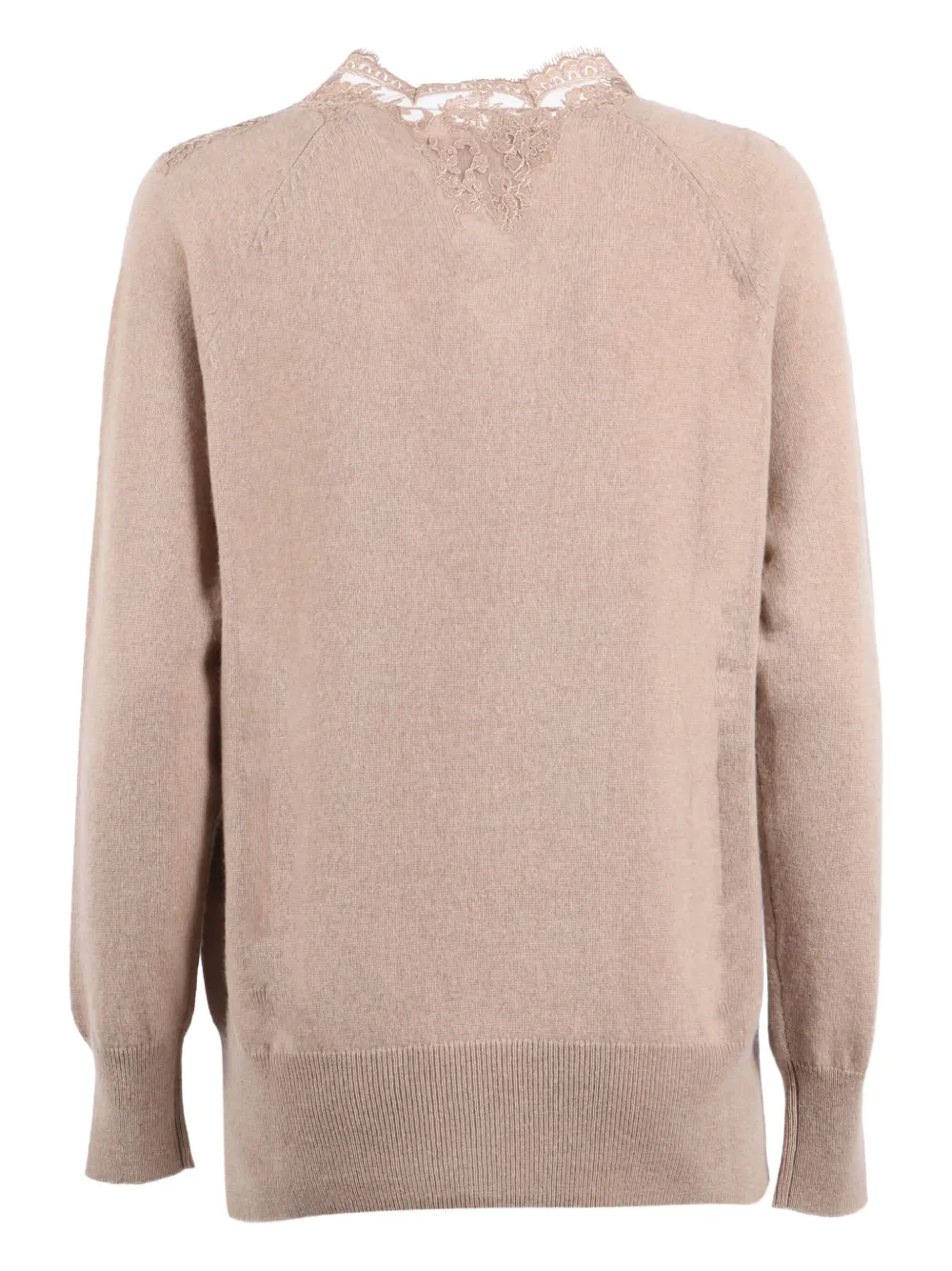 Ermanno Scervino Lace V-neck Sweater In Pink