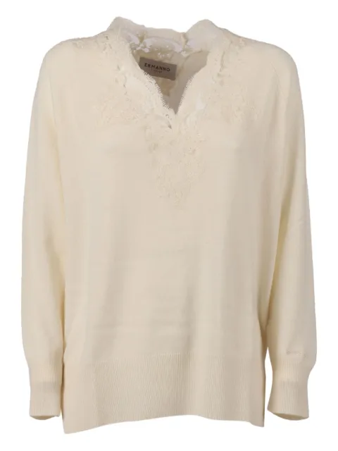 Ermanno Scervino lace V-neck sweater 
