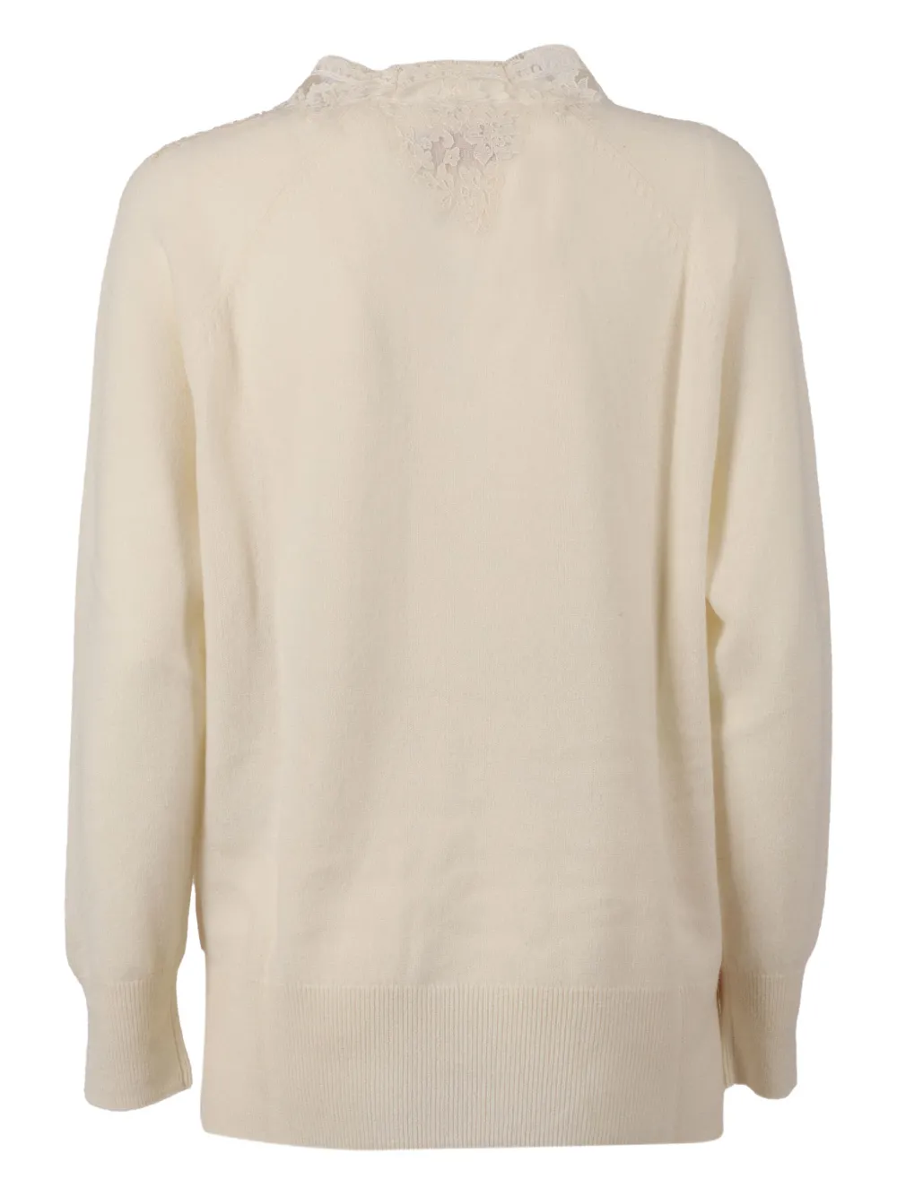 Ermanno Scervino Lace V-neck Sweater In Neutral