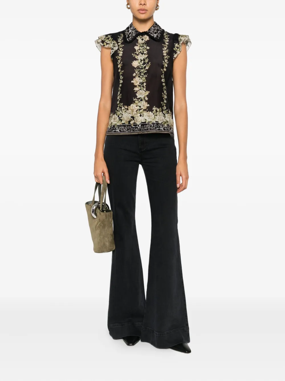 Alice + olivia Beautiful jeans met knoopsluiting - Zwart