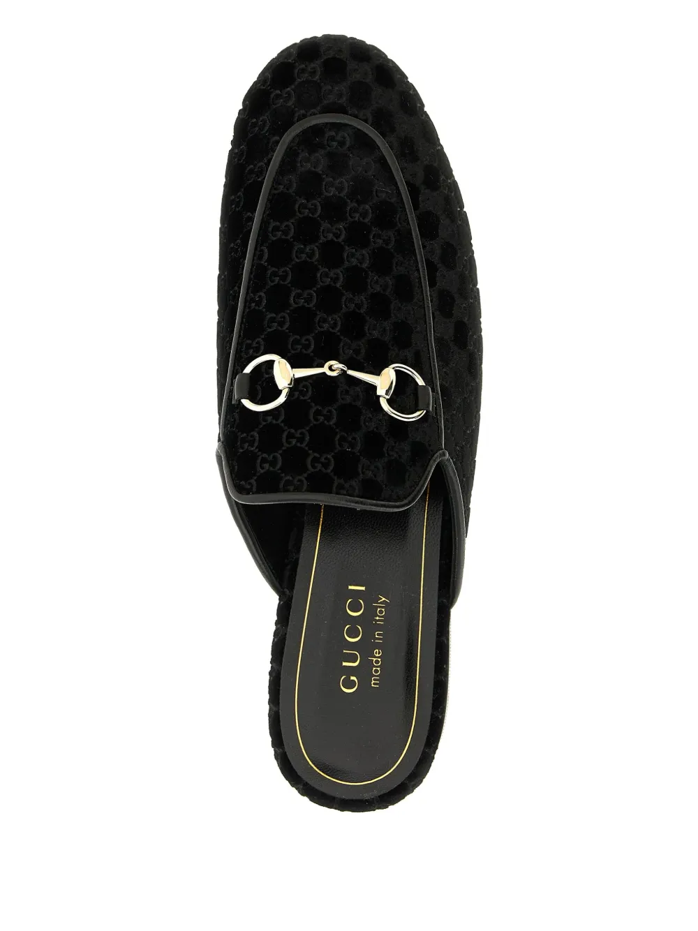 Gucci Women Princetown Gg Supreme Velvet Mule In Black