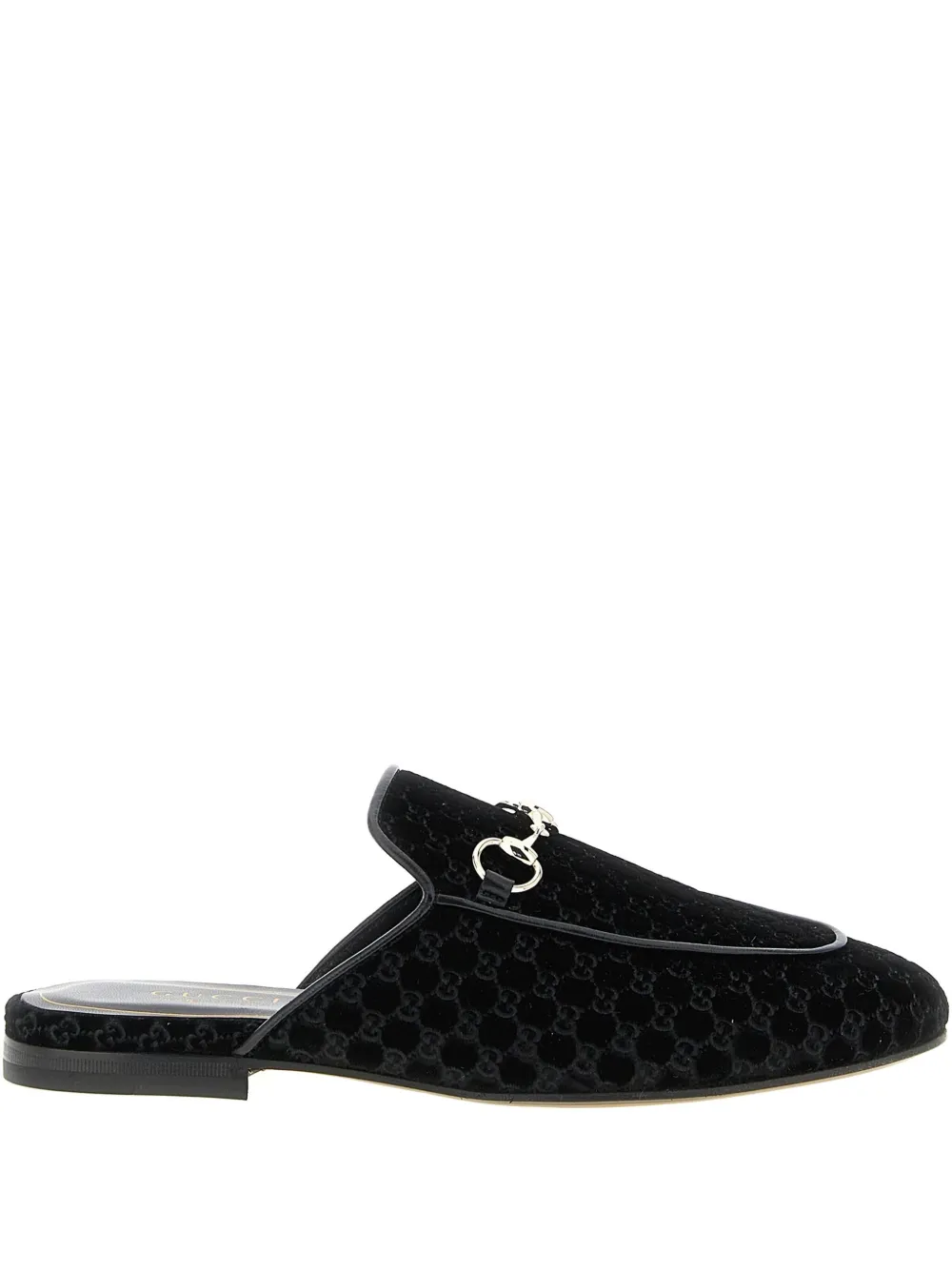Gucci Women Princetown Gg Supreme Velvet Mule In Black