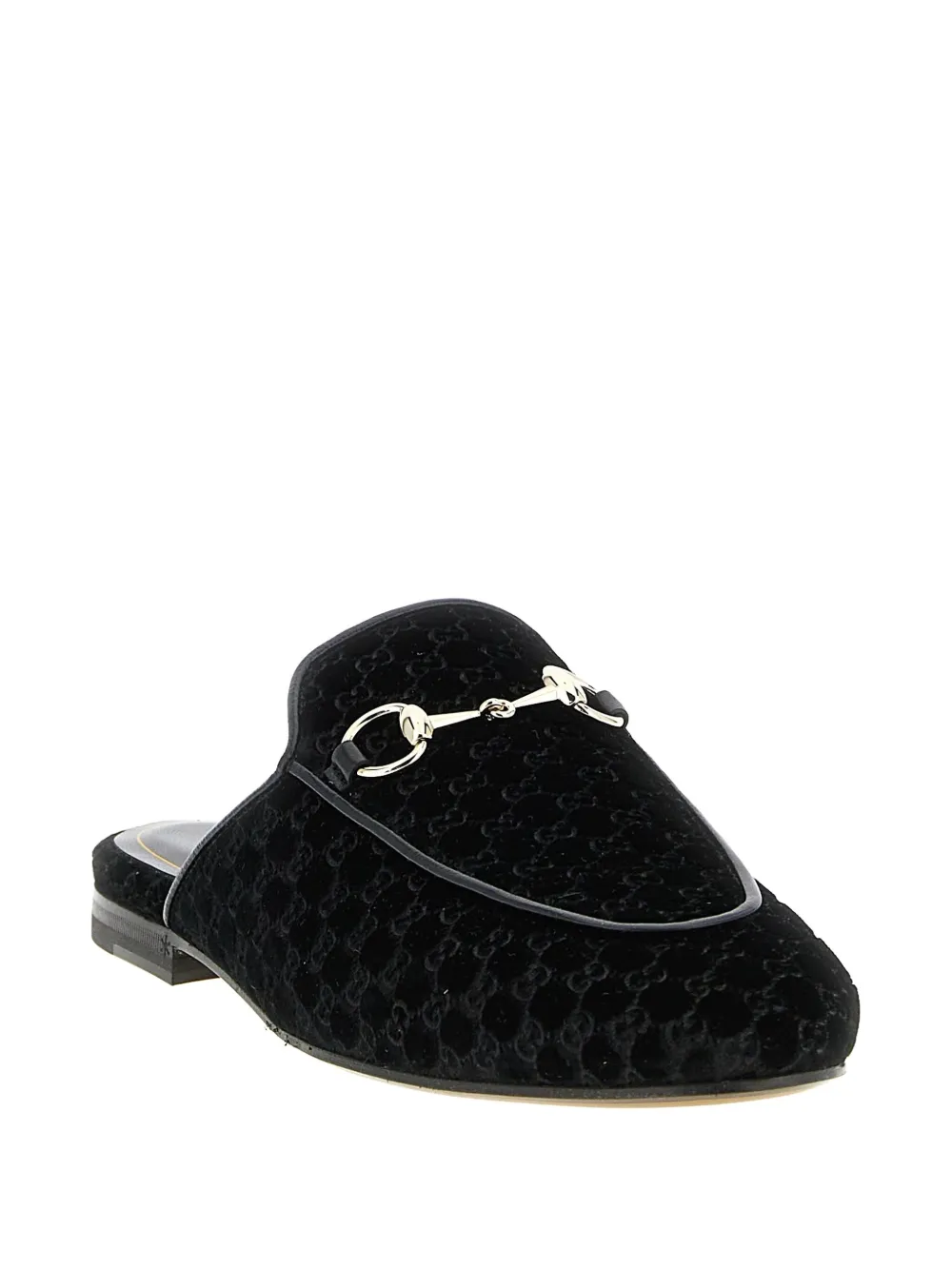 Gucci Women Princetown Gg Supreme Velvet Mule In Black