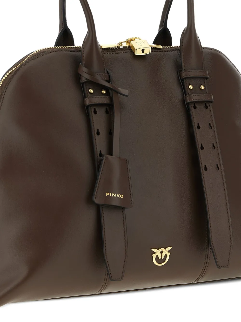 PINKO Escape Love Birds leren maxi-shopper met logo Bruin