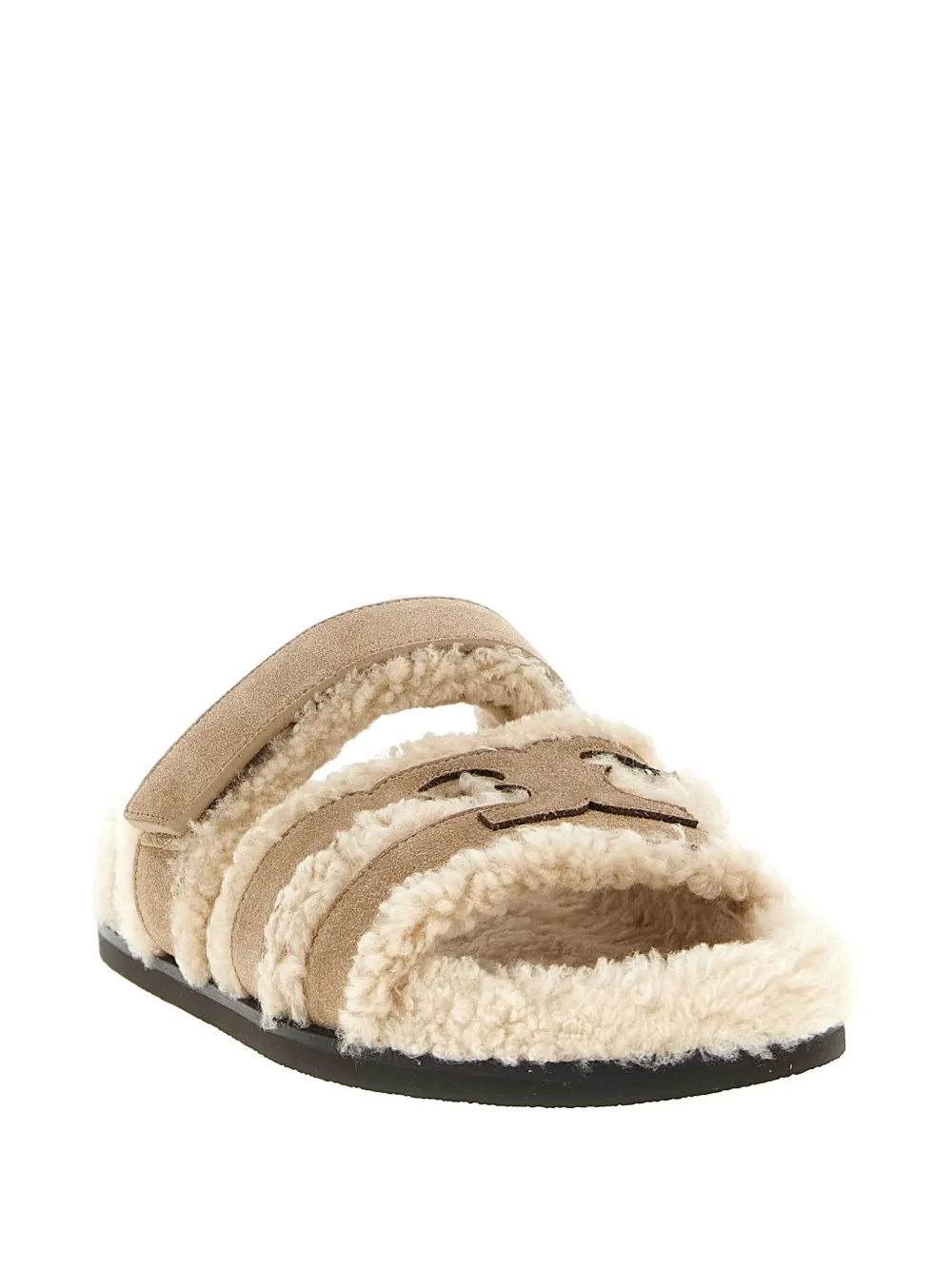 Tory Burch Ines Shearling Slides In Neutral