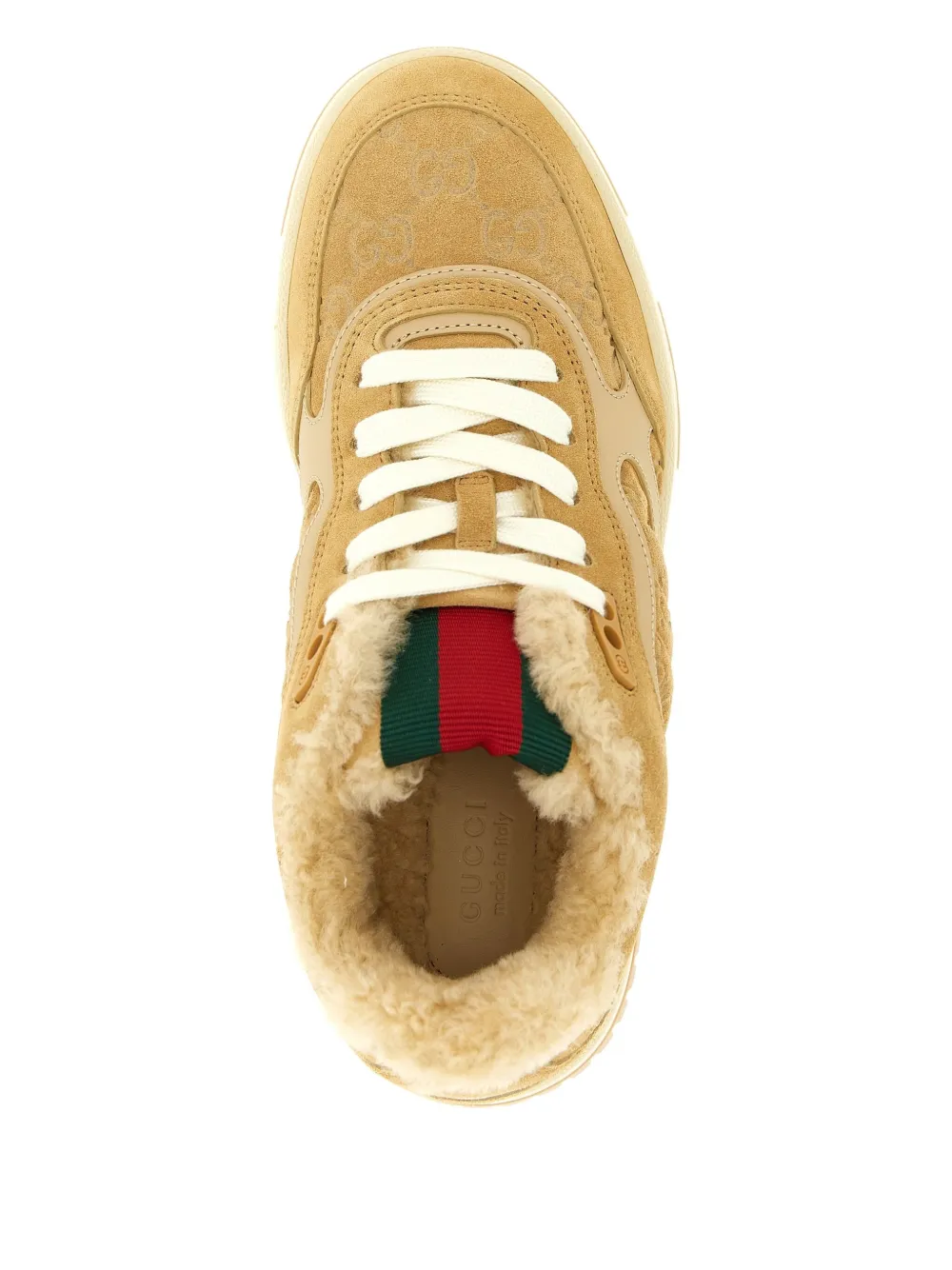 Gucci Re-web Suede Leather Sneakers In Brown