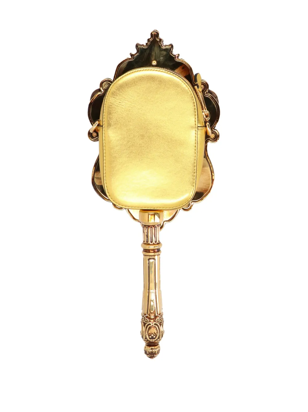 Moschino Mirror Removable-chain Clutch In Gold