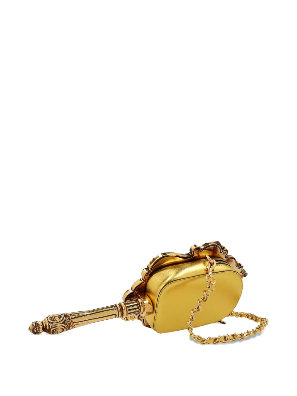 Moschino Mirror Removable-chain Clutch In Gold