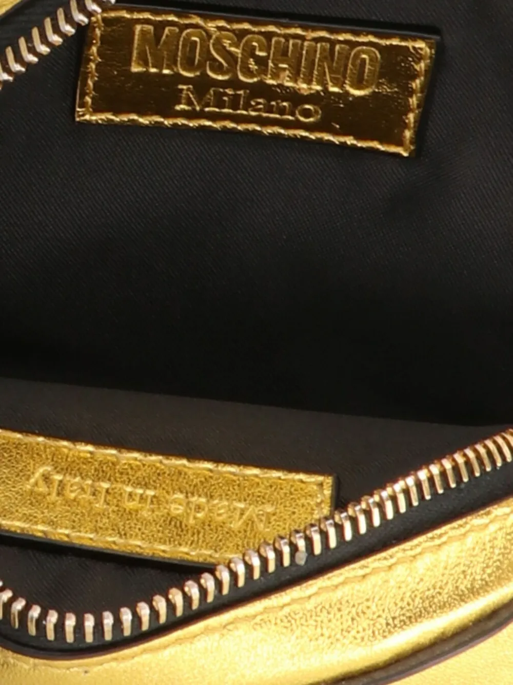 Moschino Mirror Removable-chain Clutch In Gold
