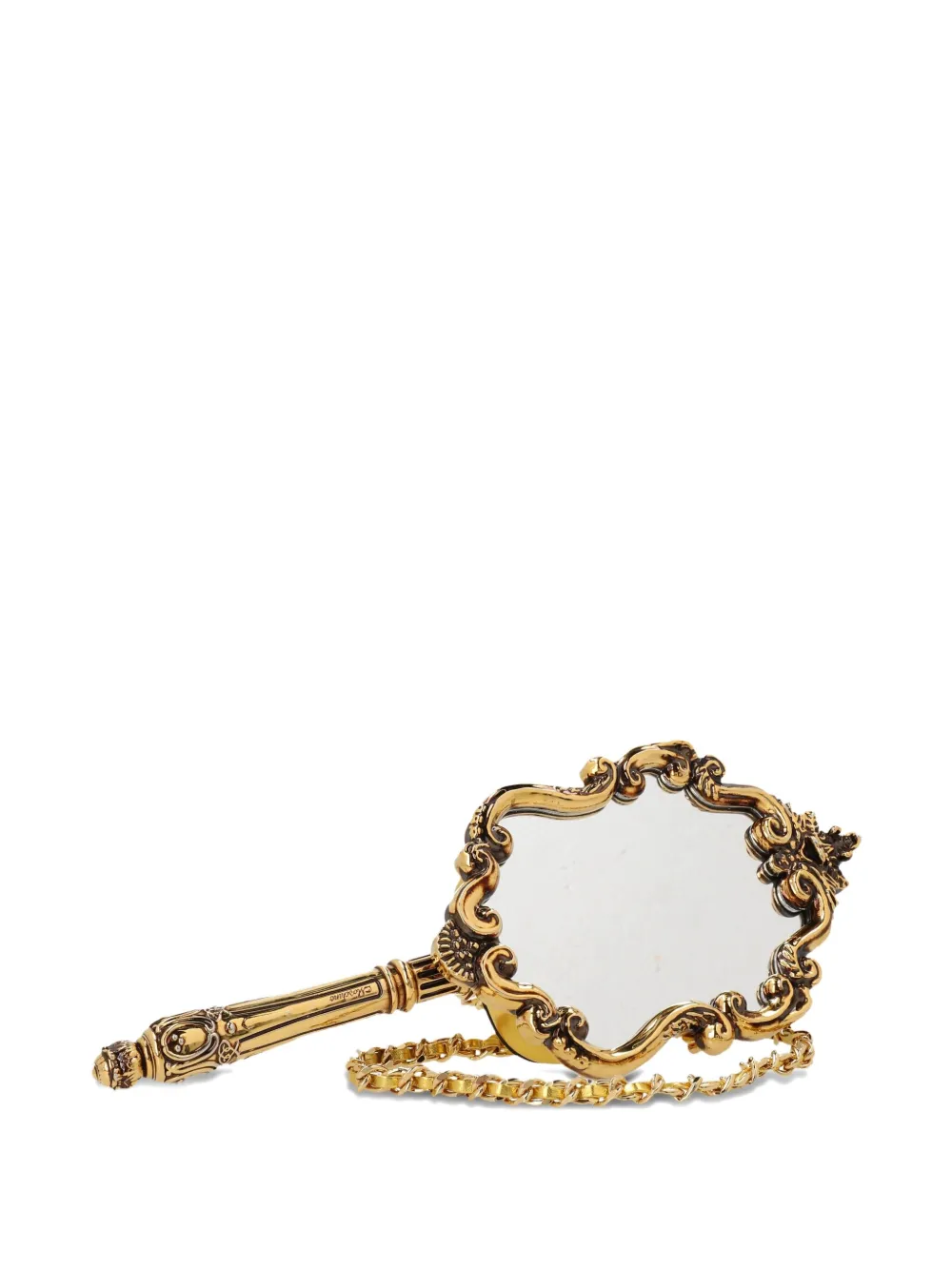 Moschino Mirror Removable-chain Clutch In Gold